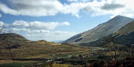 The River Fillan and Ben More seen from Kirk Craig