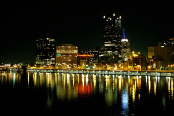 River and downtown Pittsburgh at night