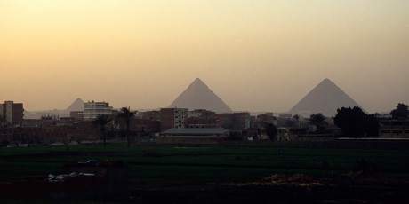Modern Giza and the ancient pyramids