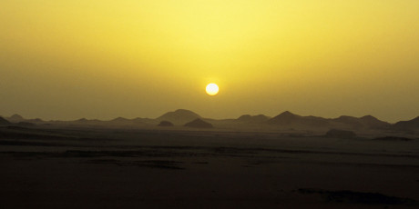 Sunrise in the desert, close to Abu Simbel
