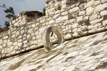 Stone ring at a ball court, Mayan ruins of Coba
