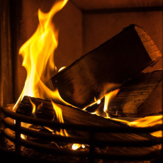 Fireplace at Nikkaluokta Cabin